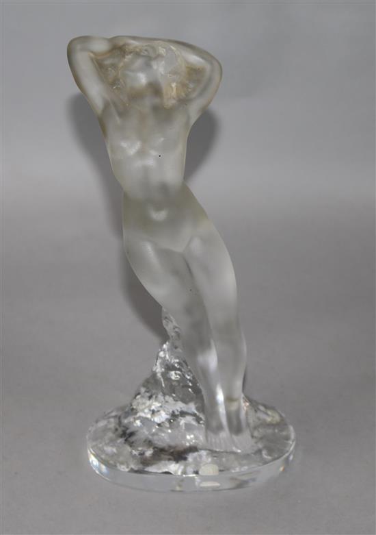 A post-war Lalique glass model of a nude woman, 9in.